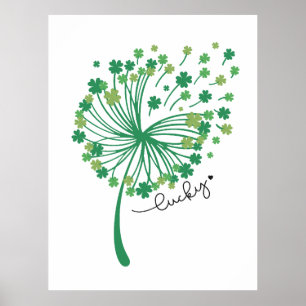 St.Patrick's Day Paardenbloem Geluk Poster
