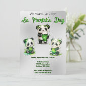 St. Patrick's Day Panda Beer Party Invitation Kaart (Staand voorkant)
