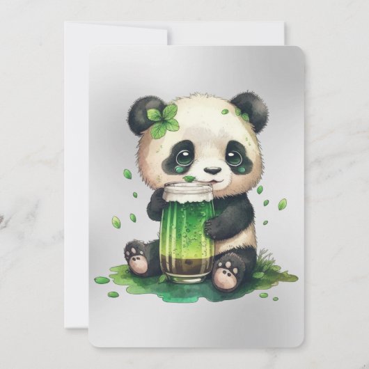 St. Patrick's Day Panda Beer Party Invitation Kaart (Achterkant)