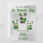 St. Patrick's Day Panda Beer Party Invitation Kaart (Voorkant)