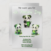St. Patrick's Day Panda Beer Party Kaart (Voorkant / Achterkant)