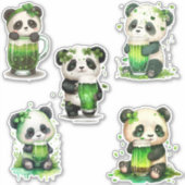 St Patrick's Day Panda Beren met de Groene Ierse D Sticker (Voorkant)