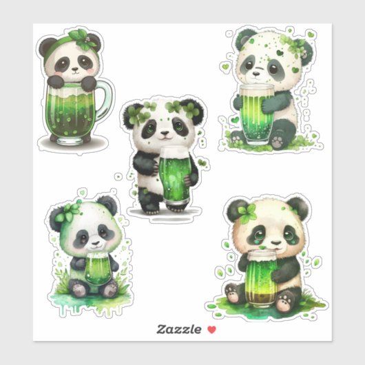 St Patrick's Day Panda Beren met de Groene Ierse D Sticker (Vel)