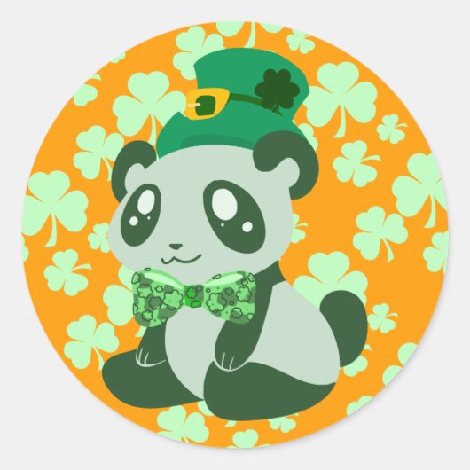 St. Patrick's Day Panda Ronde Sticker (Voorkant)