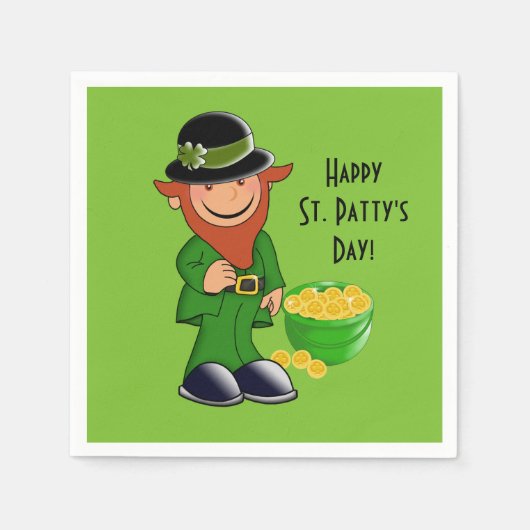 St. Patrick's Day Paper Napkin, Leprechaun Servetten (Voorkant)