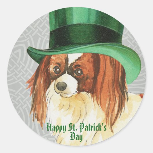 St. Patrick's Day Papillon Classic Round Sticker (Voorkant)