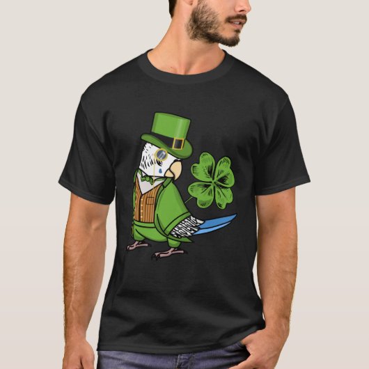 St Patricks Day Parrot I Blue Budgie Budgerigar T-shirt (Voorkant)