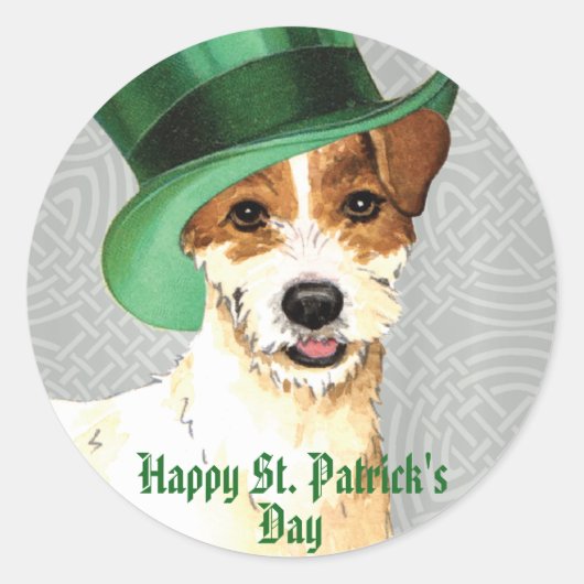 St. Patrick's Day Parson Russell Terrier Ronde Sticker (Voorkant)