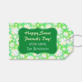 St Patricks Day Party Custom Groene Shamrock Klave Cadeaulabel
