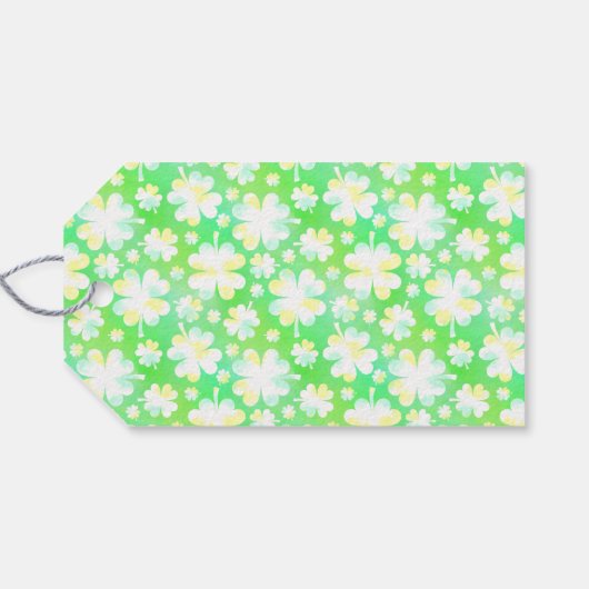 St Patricks Day Party Custom Groene Shamrock Klave Cadeaulabel (Achterkant Horizontaal)