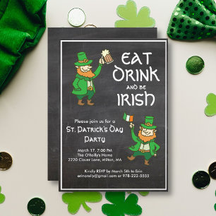 St Patricks Day Party Eat Drink Irish Leprechaun Kaart