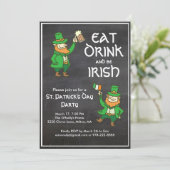 St Patricks Day Party Eat Drink Irish Leprechaun Kaart (Staand voorkant)