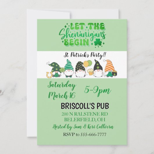 St. Patrick's Day Party flat invitation (Voorkant)
