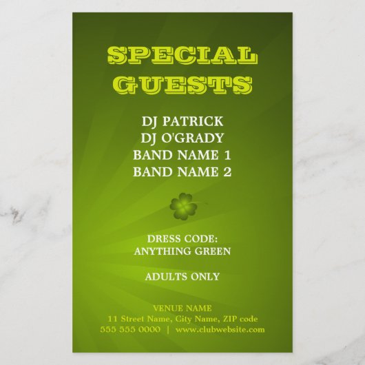 St. Patrick's Day Party flyer (Achterkant)