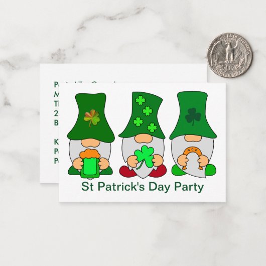 St Patricks Day Party Gnomen Invitation Note Kaart Notitiekaartje (Voorkant / Achterkant in situ)