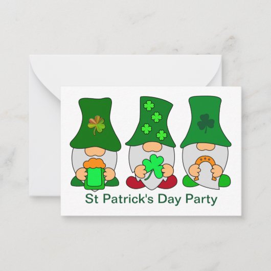 St Patricks Day Party Gnomen Invitation Note Kaart Notitiekaartje (Voorkant)