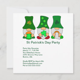 St Patricks Day Party Gnomes Square Invitation Kaart