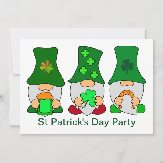 St Patricks Day Party Gnomies 5x7 Uitnodiging (Voorkant)