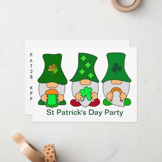 St Patricks Day Party Gnomies 5x7 Uitnodiging (Voorkant / Achterkant in situ)