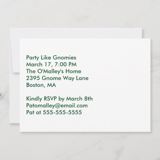 St Patricks Day Party Gnomies 5x7 Uitnodiging (Achterkant)