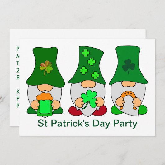 St Patricks Day Party Gnomies 5x7 Uitnodiging (Voorkant / Achterkant)
