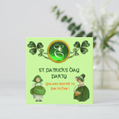 ST. PATRICK'S DAY PARTY GREEN EMERALD MONOGRAM KAART (Staand voorkant)