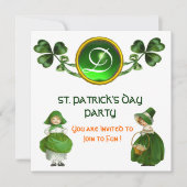 ST. PATRICK'S DAY PARTY GREEN EMERALD MONOGRAM KAART (Voorkant)