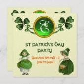 ST. PATRICK'S DAY PARTY GREEN EMERALD MONOGRAM KAART (Voorkant / Achterkant)