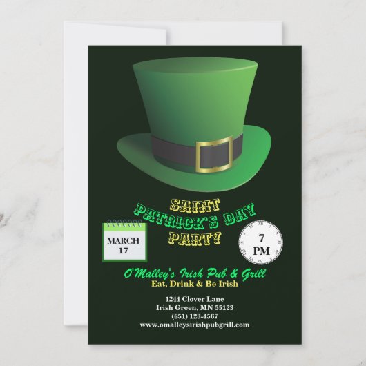 St Patrick's Day Party Green Pet & Shamrocks Kaart (Voorkant)