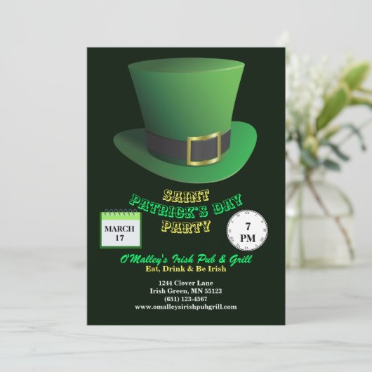 St Patrick's Day Party Green Pet & Shamrocks Kaart (Staand voorkant)