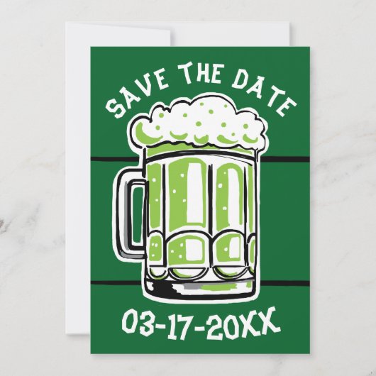 St. Patrick's Day Party Groen bier Save the Date (Voorkant)