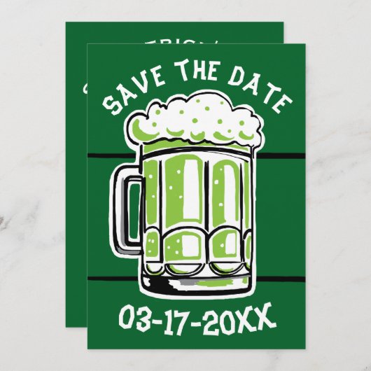 St. Patrick's Day Party Groen bier Save the Date (Voorkant / Achterkant)