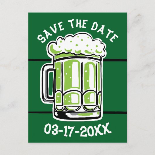 St. Patrick's Day Party Groen bier Save the Date Aankondigingskaart (Voorkant)