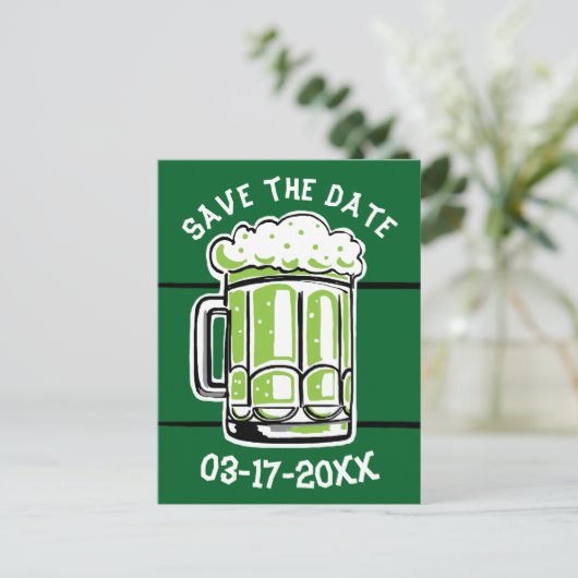 St. Patrick's Day Party Groen bier Save the Date Aankondigingskaart (Staand voorkant)
