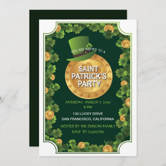 St Patrick's Day Party Groen Elegant Schattige Mod Kaart (Voorkant / Achterkant)