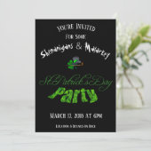 St. Patrick's Day Party Invitation Black - Kaart (Staand voorkant)