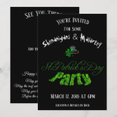 St. Patrick's Day Party Invitation Black - Kaart (Voorkant / Achterkant)