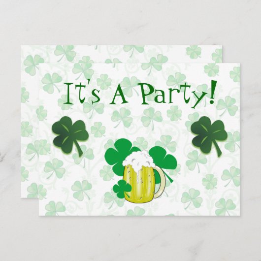 St Patrick's Day Party Invitation Briefkaart (Voorkant / Achterkant)