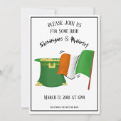St. Patrick's Day Party Invitation Gold Pot & Flag Kaart (Voorkant)