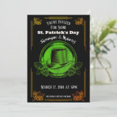 St. Patrick's Day Party Invitation Green Gold Kaart (Staand voorkant)