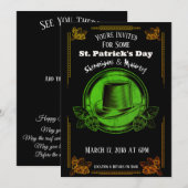 St. Patrick's Day Party Invitation Green Gold Kaart (Voorkant / Achterkant)