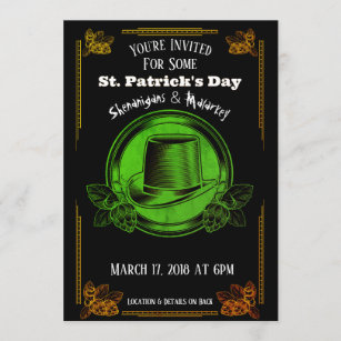 St. Patrick's Day Party Invitation Green Gold Kaart