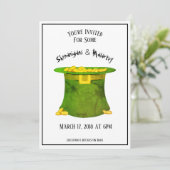 St. Patrick's Day Party Invitation Green Pet Gold Kaart (Staand voorkant)