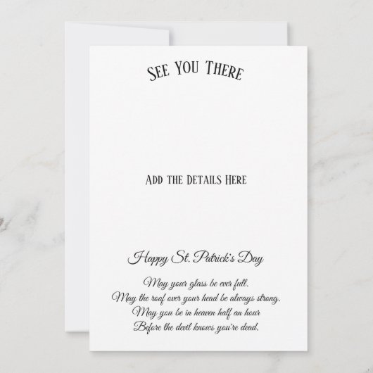 St. Patrick's Day Party Invitation Green Pet Gold Kaart (Achterkant)