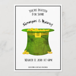 St. Patrick's Day Party Invitation Green Pet Gold Kaart