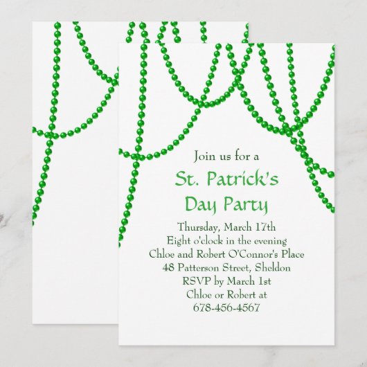 St. Patrick's Day Party Invitation - white Kaart (Voorkant / Achterkant)