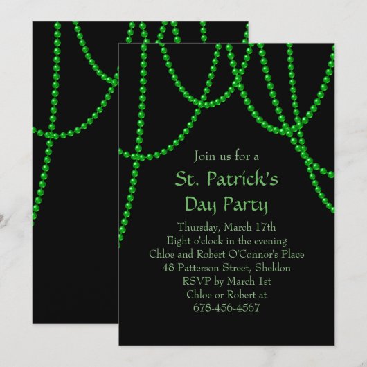 St. Patrick's Day Party Invitation - zwart Kaart (Voorkant / Achterkant)
