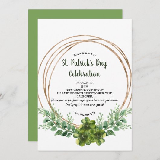 St. Patrick's Day Party Invite - Briefkaart - (Voorkant / Achterkant)