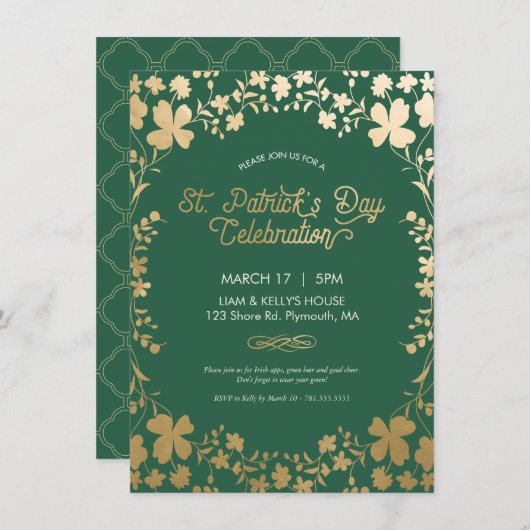 St. Patrick's Day Party Invite - Custom Kaart (Voorkant / Achterkant)