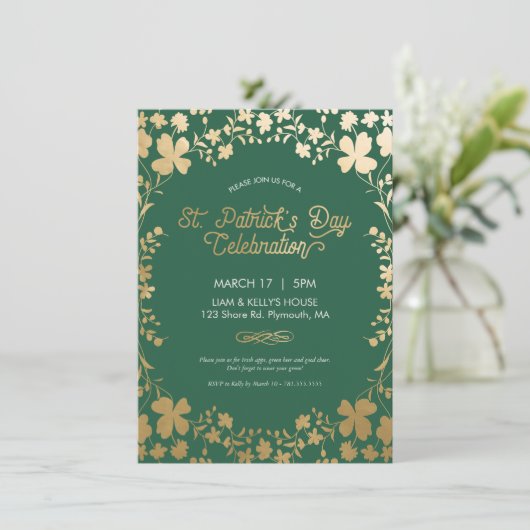 St. Patrick's Day Party Invite - Custom Kaart (Staand voorkant)